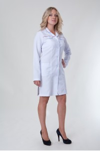 Медицинский халат-модель-1122 (ткань-габардин/белый/размер 40-52)