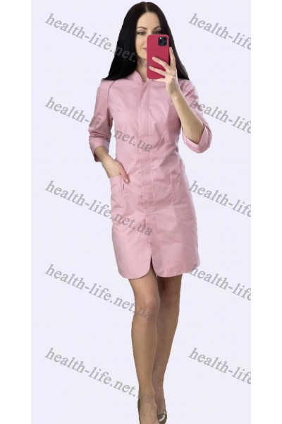 Медицинский халат-модель-3145 (ткань-коттон/розово-пудровый/размер 42-60)