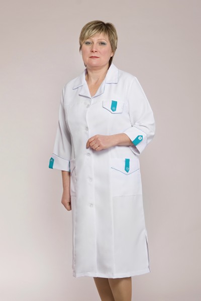 Медицинский халат-модель-1103 (ткань-габардин/белый/размер 48-66 )