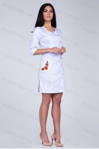 Медицинский халат-модель-3126 (ткань-коттон/белый/вышивка/размер 40-56)