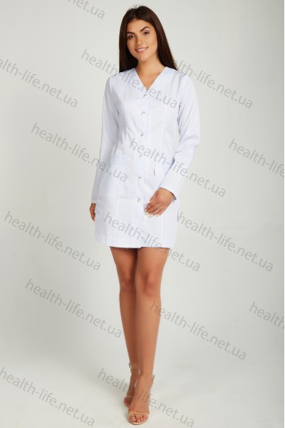 Медицинский халат-модель-3135  (ткань-коттон/белый/размер 42-56)