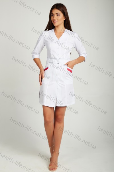 Медицинский халат-модель-3141 (ткань-коттон/белый/размер 42,44,52,58,60)