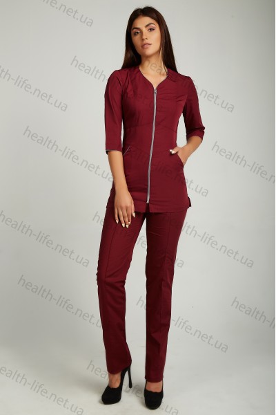 Медицинский костюм-модель-22109 (ткань-х/б/бордовый/размер 44-60)