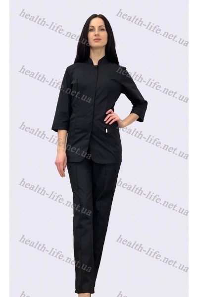 Медицинский  костюм-модель-22121 (ткань-х/б/черный/размер 42-52)