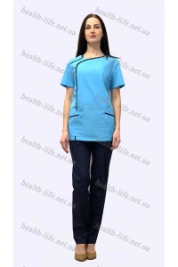 Медицинский хирургический костюм-модель-22122 (ткань-х/б/голубой/темно-синий/раз..