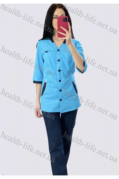 Медицинский хирургический костюм-модель-22127 (ткань-х/б/голубой/темно-синий/размер 42-74)