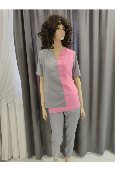 Медицинский хирургический костюм/брюки джогеры-модель-22129 (ткань-х/б/серый/пудра/размер 42-56)