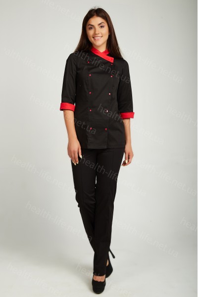 Поварской костюм-модель-22116 (ткань-х/б/черный/размер 42-60)