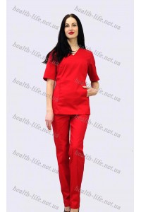 Медицинский костюм-модель-3263 (ткань-коттон/красный /размер 42-60)
