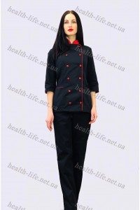 Поварской костюм-модель-3258 (ткань-коттон/черный/размер 42-56)