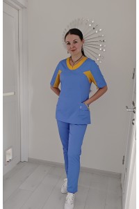 Медичний костюм-модель-3280 (тканина-коттон/блакитно-жовтий/розмір 44-60)