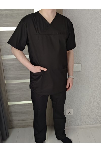 Медицинский костюм-модель-3290 (ткань-коттон/чорний/размер 42-60)
