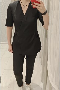 Медичний костюм-модель-32105 (тканина-коттон/чорний/розмір 44-56р)