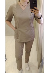Медичний костюм-модель-32118 (тканина-коттон-стрейч/мокко/розмір 44-60р)