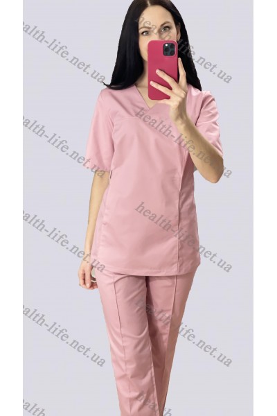 Медицинский костюм-модель-3266 (ткань-коттон/розово-пудровый /размер 42-60)