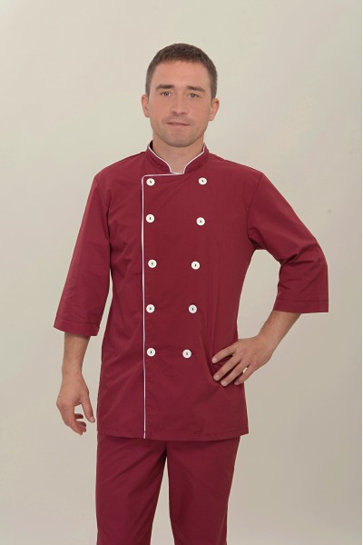 Поварской костюм-модель-2289 (ткань-х/б/бордо/размер 42-56)