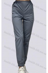 Медицинские брюки-модель джоггеры-3607 (ткань-коттон/серый/размер 42-56)