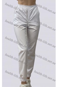 Медицинские брюки джоггеры-модель-3608 (ткань-коттон/белый/размер 42-56)